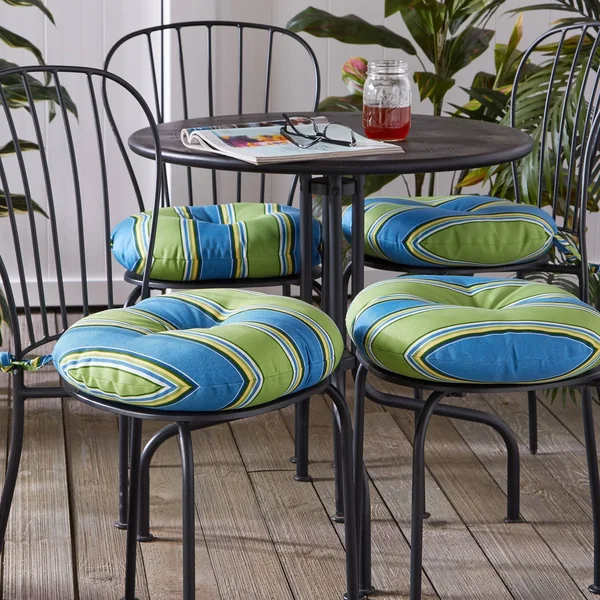 4pk Outdoor Bistro Seat Cushion Cayman Stripe - Kensington Garden