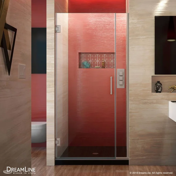 DreamLine SHDR-243307210-04 Unidoor Plus Hinged Shower DOOR - Brushed Nickel, 33 to 33-1/2x22 x 72x22