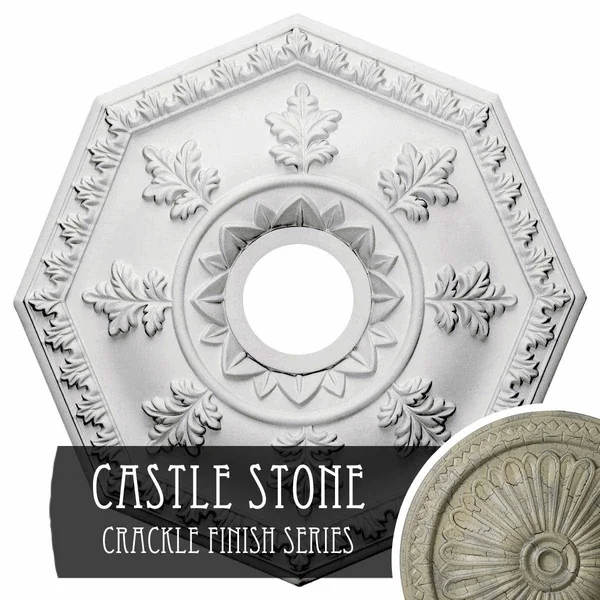 18x22OD x 3 1/2x22ID x 1 1/2x22P Nottingham Ceiling Medallion (Fits Canopies Up to 4 5/8x22), Hand-Painted Castle Stone Crackle