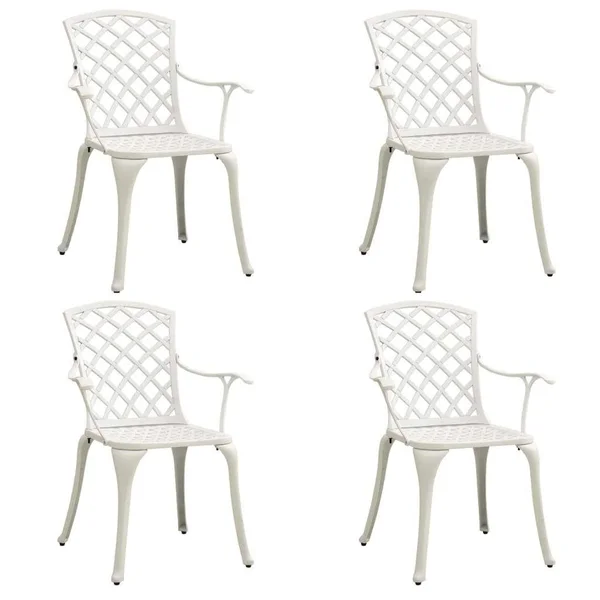 vidaXL 5 Piece Bistro Set Cast Aluminum White