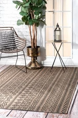 nuLOOM Outdoor Jamie Rug OWDN30B Brown Rug 5& x 8&