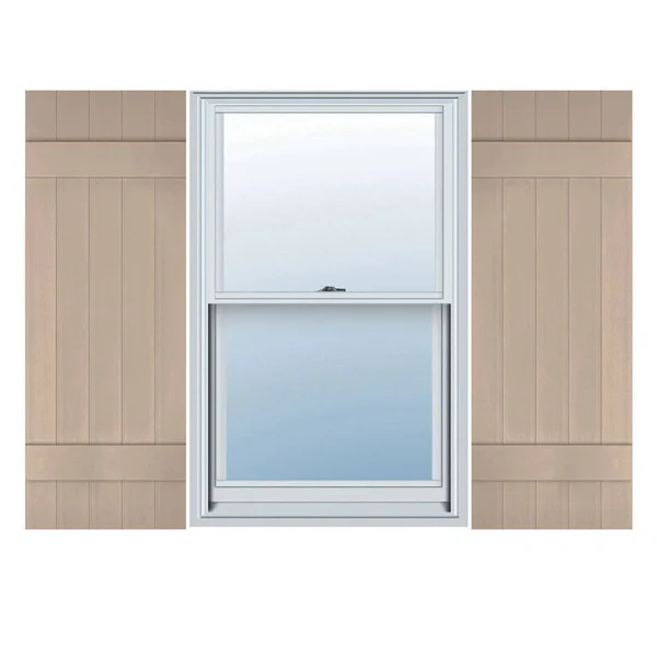 17 1/2 inchw x 40 inchh Lifetime Vinyl - Custom Five Board Joined (2 Batten), Board-n-Batten Shutters, w/Shutter-Loks (Per Pair)
