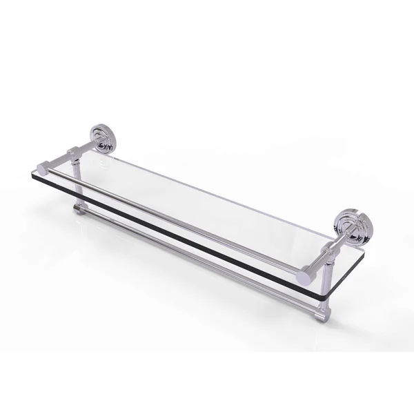 Allied Brass Dottingham 22x22 Gallery Glass Shelf with Towel Bar Polished Chrome
