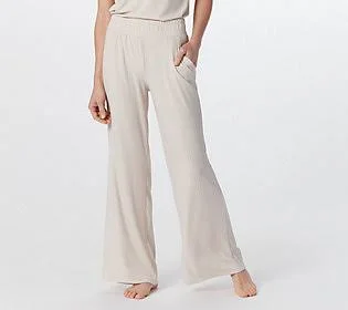 Cuddl Duds Wide Rib Wide Leg Pants, Size 3X, Oatmeal Heather