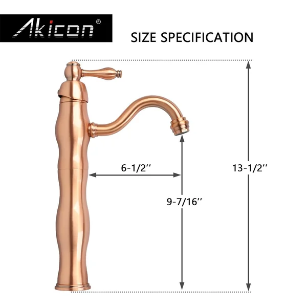 Copper Bathroom Vessel Sink Faucet - Single Handle One Hole Commercial Basin Mix