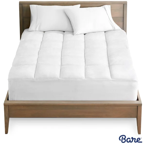 Bare Home Premium Reversible Microplush Down Alternative Mattress Pad: Full XL White