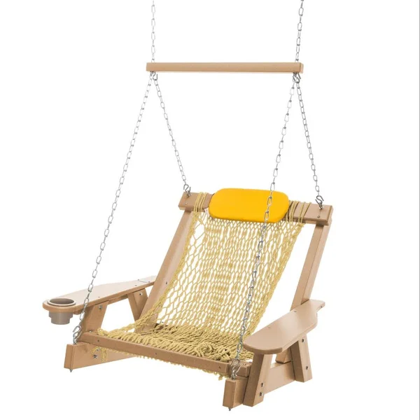 Nags Head Hammocks Cedar Durawood Single Rope Swing - Tan DuraCord