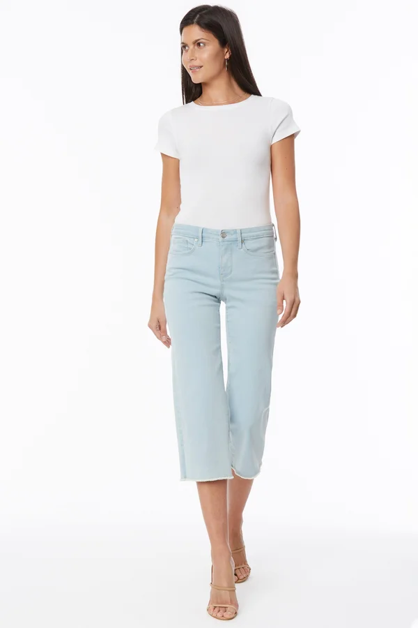 Nydj Wide Leg Capri Jeans with Frayed Hem in Valhalla