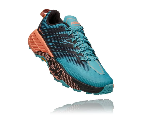 Hoka Women's Speedgoat 4 Trail Running Shoes in Blue/Orange - Size 10