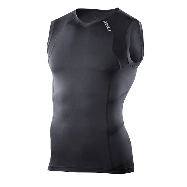 2XU Compression Sleeveless Top Black/Black, L - Men's