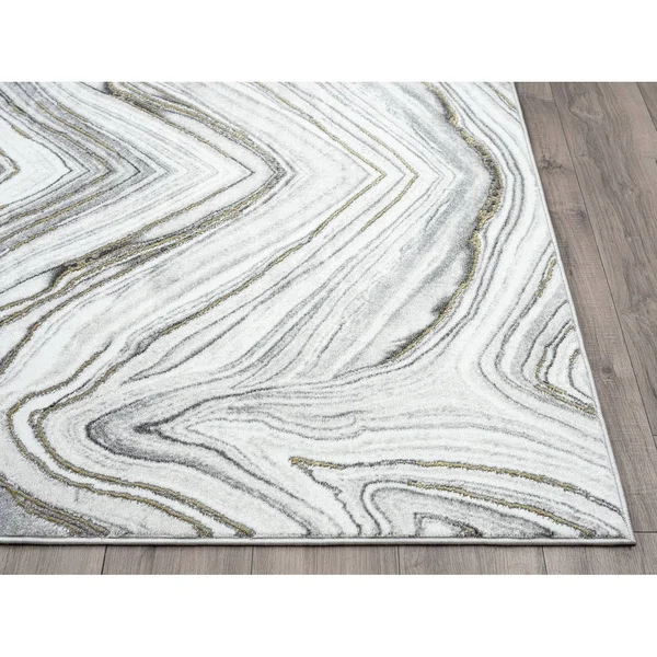 Abani Luna LUN160A Contemporary Granite and Gold Area Rug - 53x76