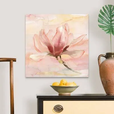 Dreamy Magnolia II - Painting Print on Canvas House of Hampton Format: Wrapped Canvas - Size: 24x22 H x 24x22 W x 1.25x22 D