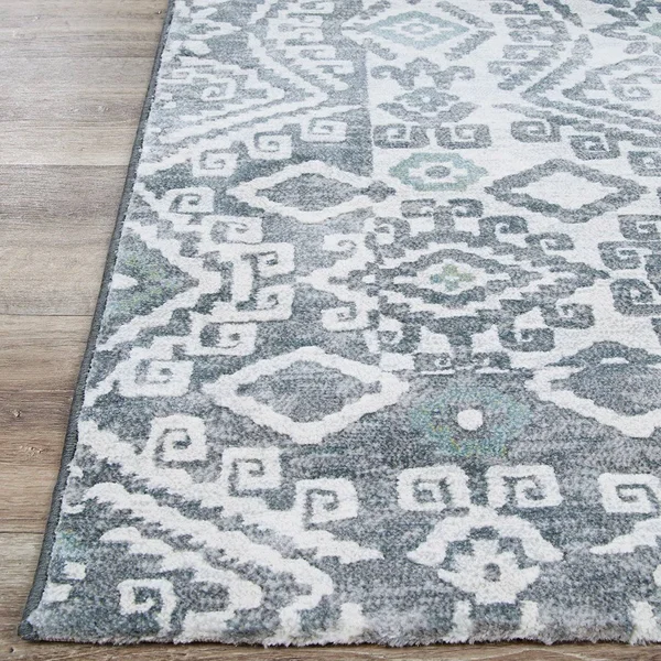 Couristan Everest Bohemia Greystone-Lime 4 ft. x 5 ft. Area Rug
