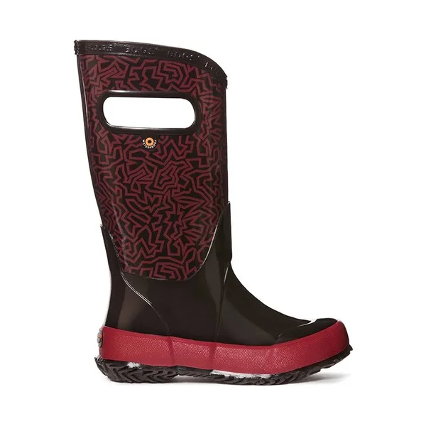 Children's Bogs Rain Boot, Kids Unisex, Size: 11 M, Black Multi Maze Rubber