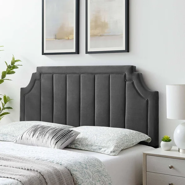 Alyona Channel Tufted Performance Velvet Twin Headboard Dusty Rose Modway