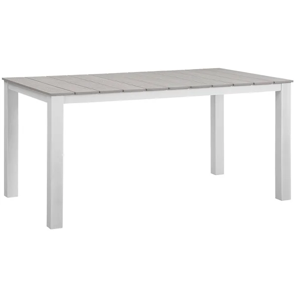 Modway Maine 63x22 Outdoor Patio Dining Table - White/Light Gray
