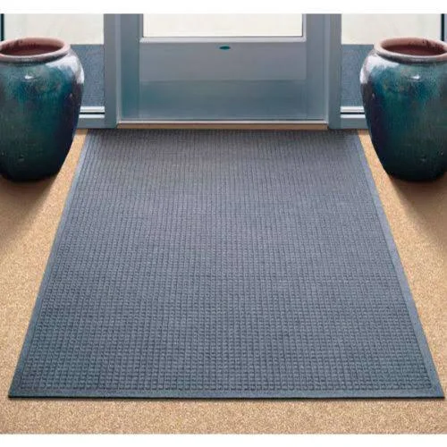 Waterhog Entrance Mat Fashion Border 3/8x22 Thick 4& x 8& Gray