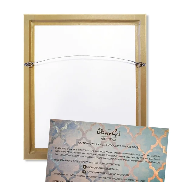 Oliver Gal Abstract Wall Art Framed Canvas Prints 'Vita Loqui by Tiago Magro' Paint - Blue, Pink - 54 x 36 - Gold