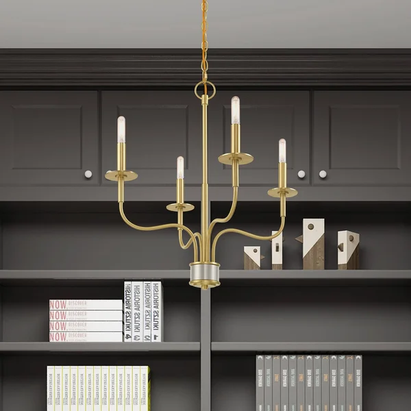 Livex Lighting 51324-12 Lisbon 4-Light Mini Chandelier - Satin Brass