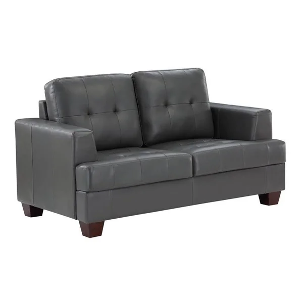 Lexicon Hinsall Faux Leather Loveseat in Gray - 9309GY-2