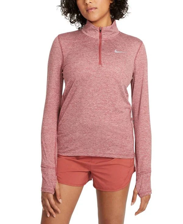 Nike Element 1/2-Zip Running Top - Women's M Canyon Rust/Pink Glaze/Reflective Silv