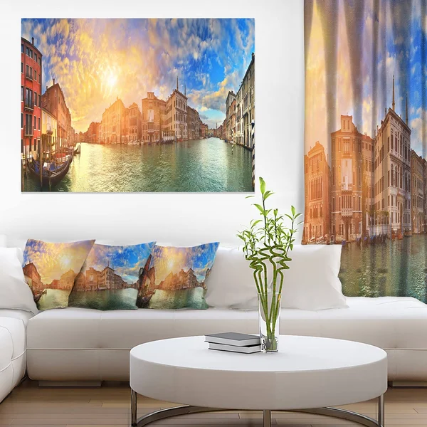 Grand Canal Venice Panorama - Cityscape Artwork Print on Canvas - 40 in. Wide x 30 in. High