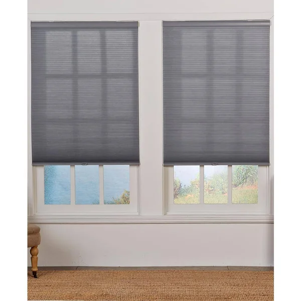 Perfect Lift Window Treatment Cut-to-Width Gray 1.5in Cordless Light Filter Double Cellular Shade-37.5in W x 72in L (Actual Size