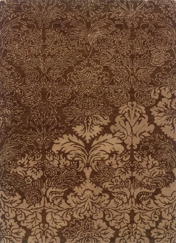 Linon Florence Damask Wool Rug, Brown