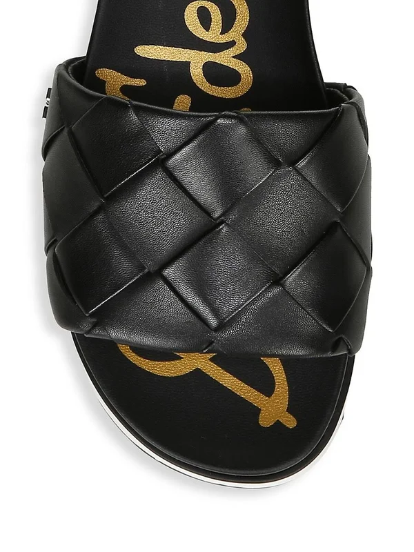 Sam Edelman Women's Adaley Leather Slides - Black - Size 8.5 Sandals