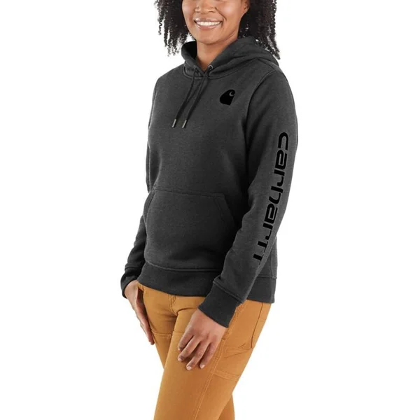 Carhartt Women's Clarksburg Graphic Sleeve Hoodie, Large, Folkstone Gray Space Dye
