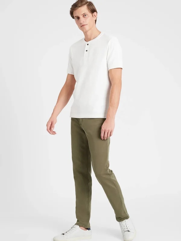 Banana Republic Men's Athletic Tapered Traveler Pant Olive You Green Tall Size 36W 36L