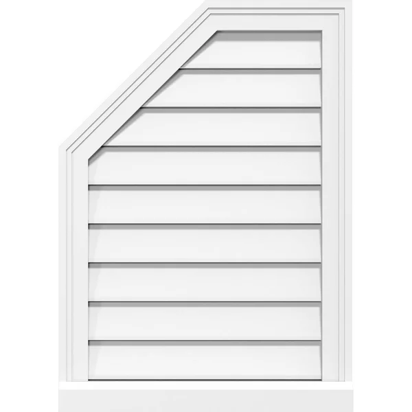 Ekena Millwork GVPOL30X3403SF 30x22W x 34x22H Octagonal Surface Mount PVC Gable Vent: Functional - w/ 2x22W x 2x22P Brickmould Si