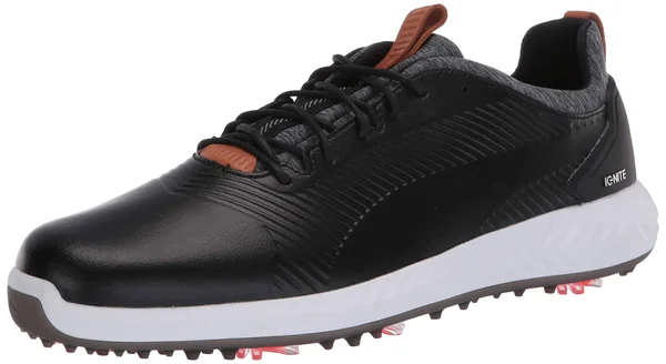 Puma Ignite PWRADAPT Leather 2.0 Black Men's Golf Shoes - Size 7.5