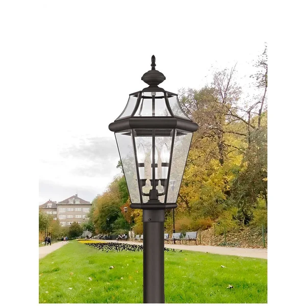 Livex Lighting Georgetown 3 Light Outdoor Post Lantern, Bronze 2364-07