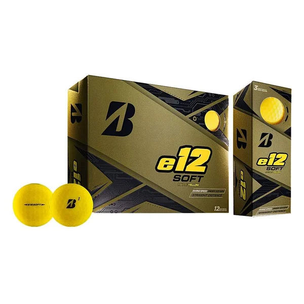 Bridgestone Golf Series E12 3-Piece Distance Golf Balls 1 Dozen, Yellow (6 Pack)