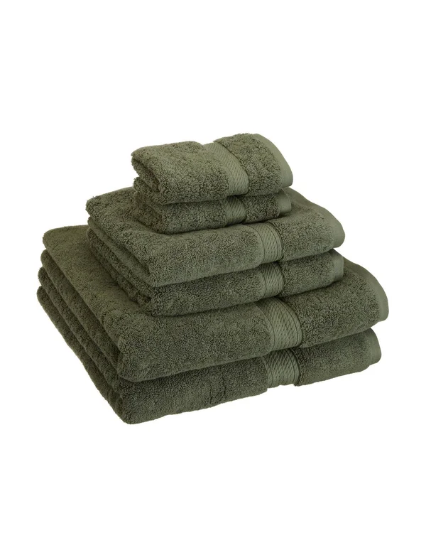 Superior 900GSM Long Staple Combed Cotton Towel Set (6-Piece): Forest Green