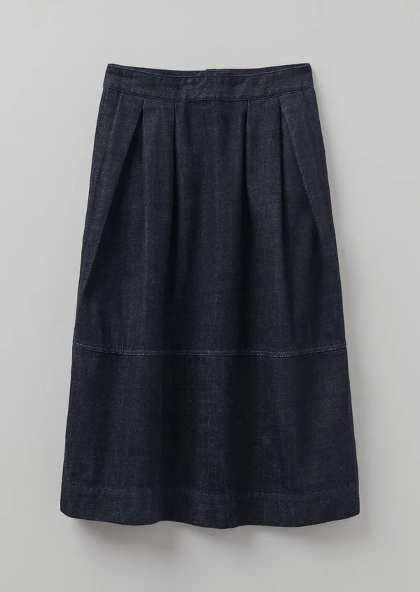 Indigo Denim Panel Skirt - Indigo