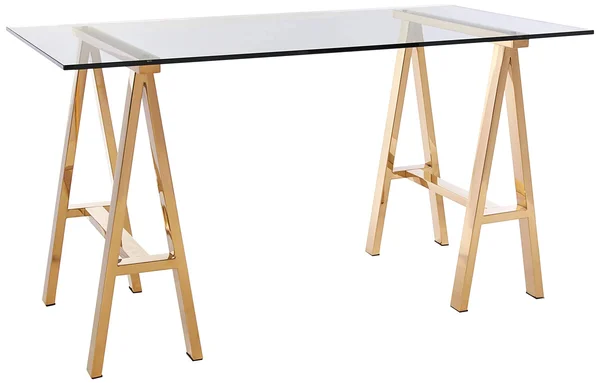 Pangea Home Brady Desk Small High Polish Gold