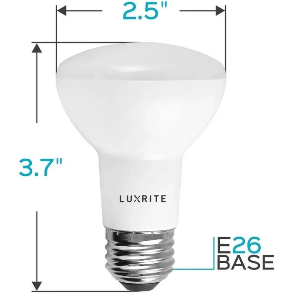 Luxrite BR20 LED Bulb 6.5W\x3d45W Dimmable 460lm R20 LED Flood Light Bulb Damp Rated UL Listed E26 Base (12 Pack) 6500K (Dayligh