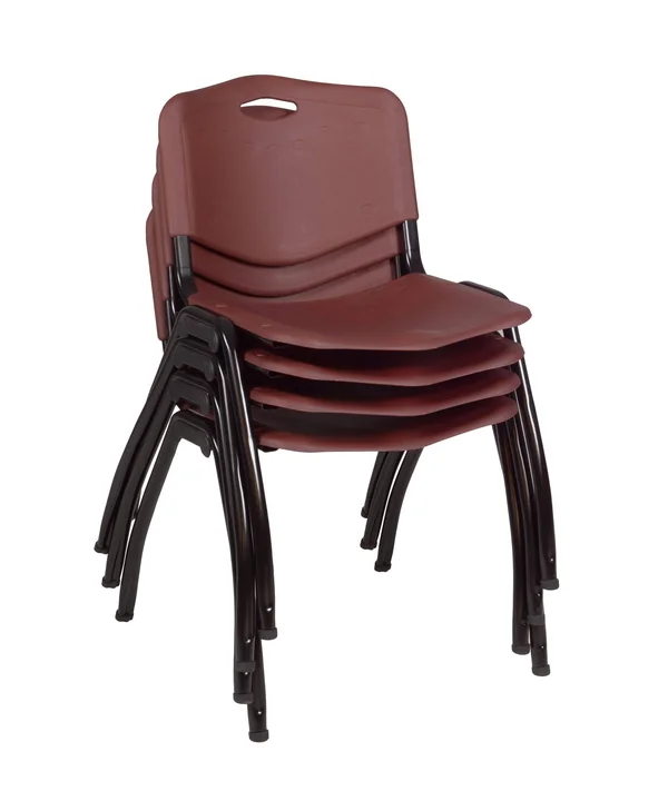 84x22 x 24x22 Kobe Training Table- Cherry & 3 &M& Stack Chairs- Burgundy