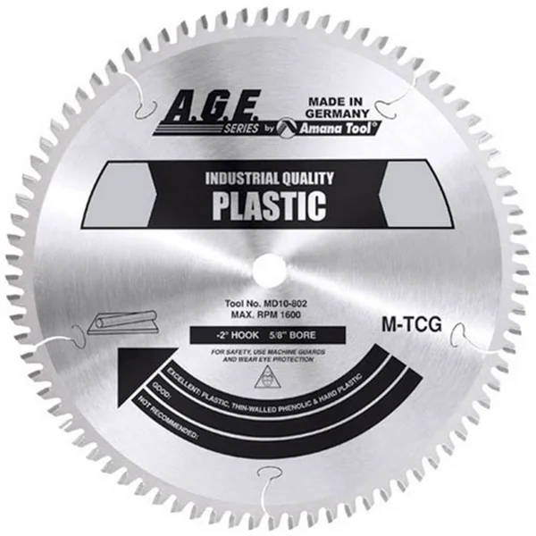 MD220-642-30, A.G.E. Industrial Plastic Saw Blade, 220mm Dia. x 64Teeth, 30mm Bore