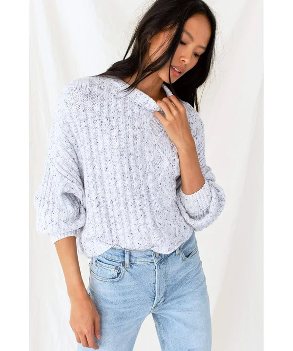 Free People on Your Side Pullover Sweater - Blue Combo