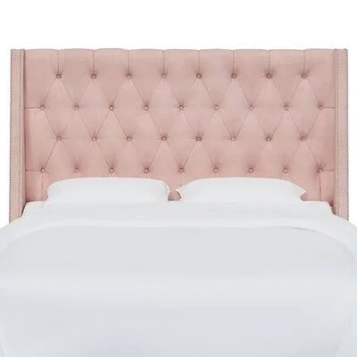 Aydin Upholstered Wingback Headboard Gold Flamingo Size: Twin, Color: Blush