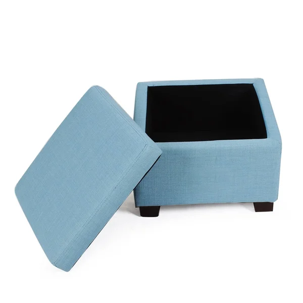 AdecoTrading Home 3 Piece Storage Ottoman Set; Blue
