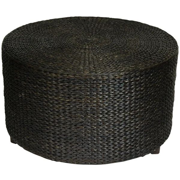 Oriental Furniture Rush Grass Coffee Table/Ottoman - Black