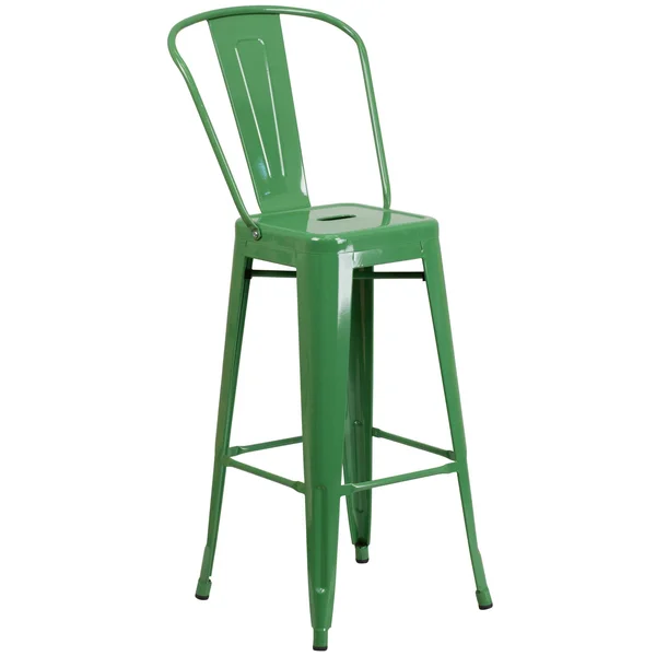 Flash Furniture 30 Inches High Orange Metal Indoor-Outdoor Barstool with Back