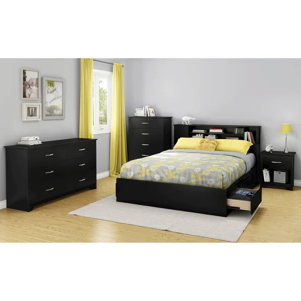 South Shore Fusion Double Dresser - Chest of drawers - 6 drawers - particle board - pure black