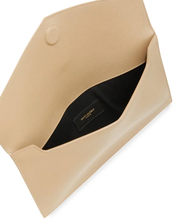 Saint Laurent Women's Medium Uptown Leather Clutch - Bianco Crema