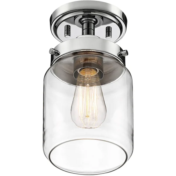 Devonshire 6x22 Wide Chrome and Glass Ceiling Light