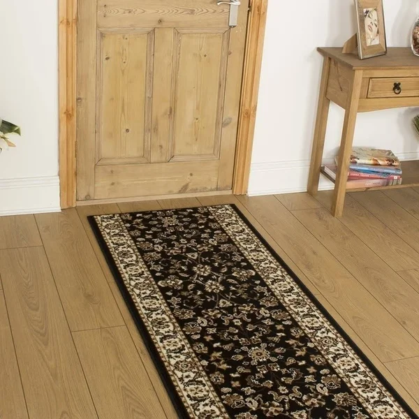 runrug USA Persian Black Hall Carpet Runner Length: 24 foot - Width